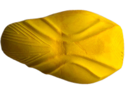 Close-up of a single yellow contoured Motovational Scorpion Level 2 elbow and shoulder insert, angled view
