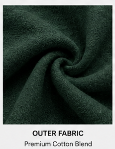Close-up of the outer fabric texture of the Motovational zip-up hoodie in Forest Green, twisted to show the weave