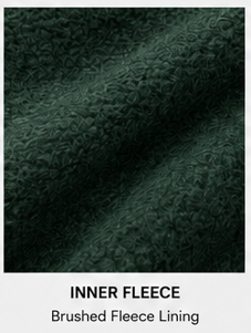 Close-up of the brushed inner lining of the Motovational zip-up hoodie in Forest Green