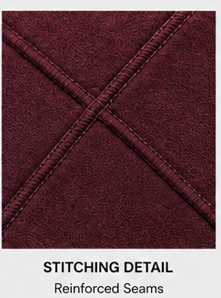 Close-up of the cross-stitched seam detail on the Motovational zip-up hoodie in Burgundy