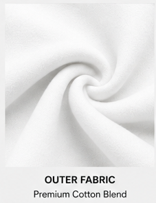 Close-up of the outer fabric texture of the Motovational zip-up hoodie in True White, twisted to show the weave