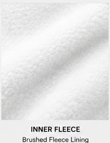 Close-up of the brushed inner lining of the Motovational zip-up hoodie in True White