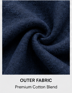 Close-up of the outer fabric texture of the Motovational zip-up hoodie in Navy Blue, twisted to show the weave