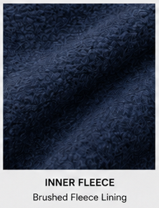 Close-up of the brushed inner lining of the Motovational zip-up hoodie in Navy Blue