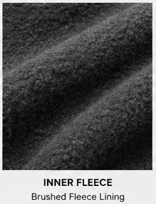 Close-up of the brushed inner lining of the Motovational zip-up hoodie in Charcoal Grey